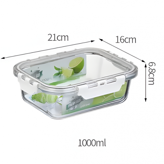 Glass Tupperware with Plastic Lid – 1000 ml